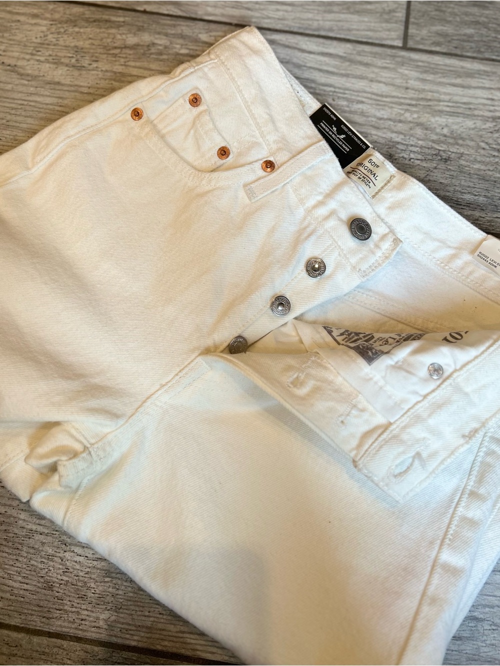 NWT Levi’s 501 Original Straight Leg Jeans, Women’s Size 0, W23 L30, Off White - Picture 5 of 13